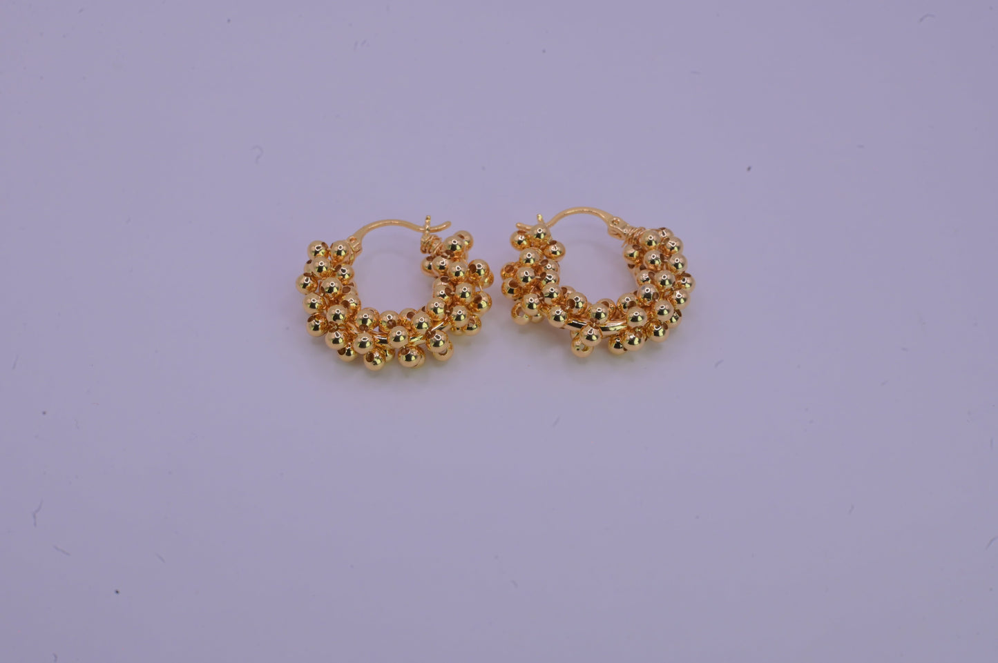Round Twisted Bead Hoop Earrings