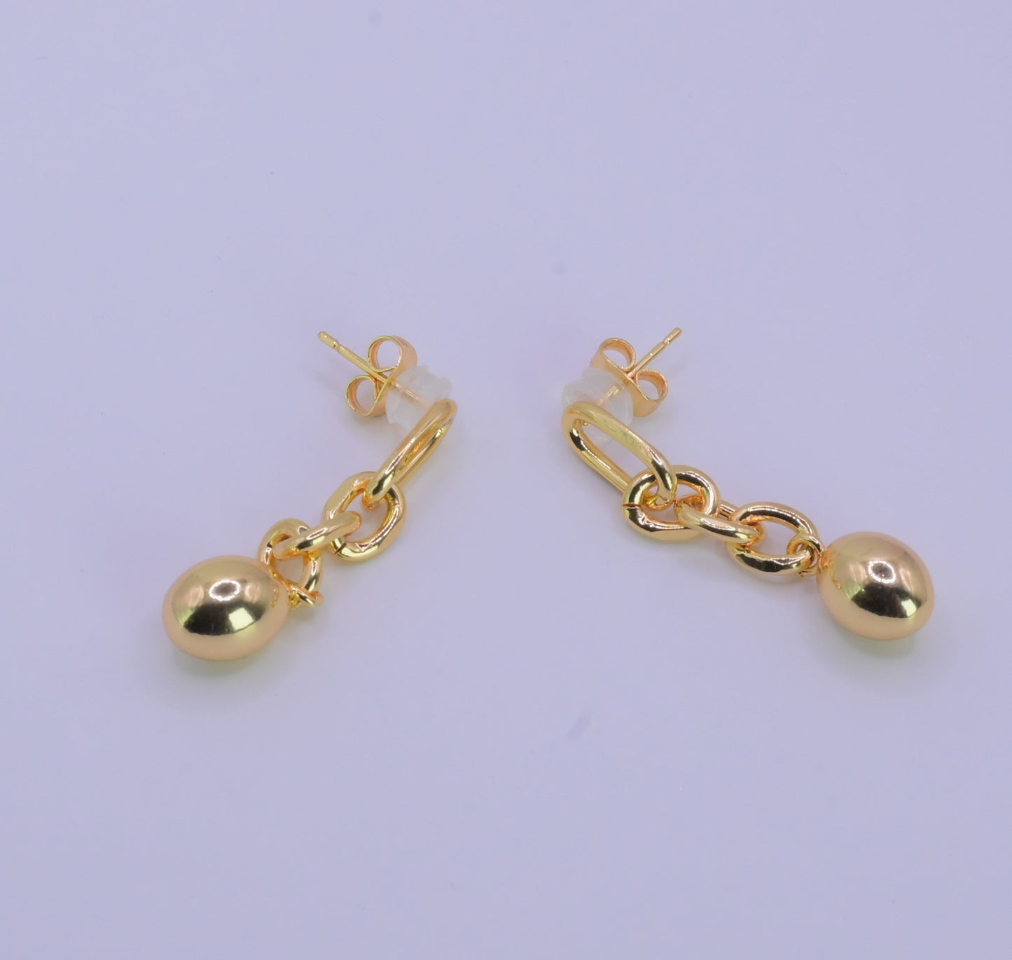 Gold Chain ball-drop Earrings